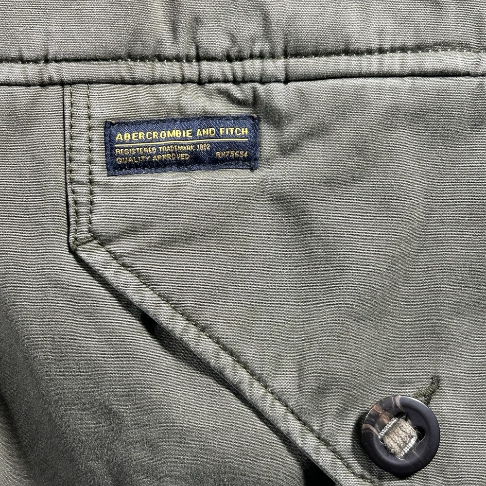 Abercrombie & Fitch Sherpa Lined Military Parka Olive Green Hooded Mens M - Picture 3 of 11